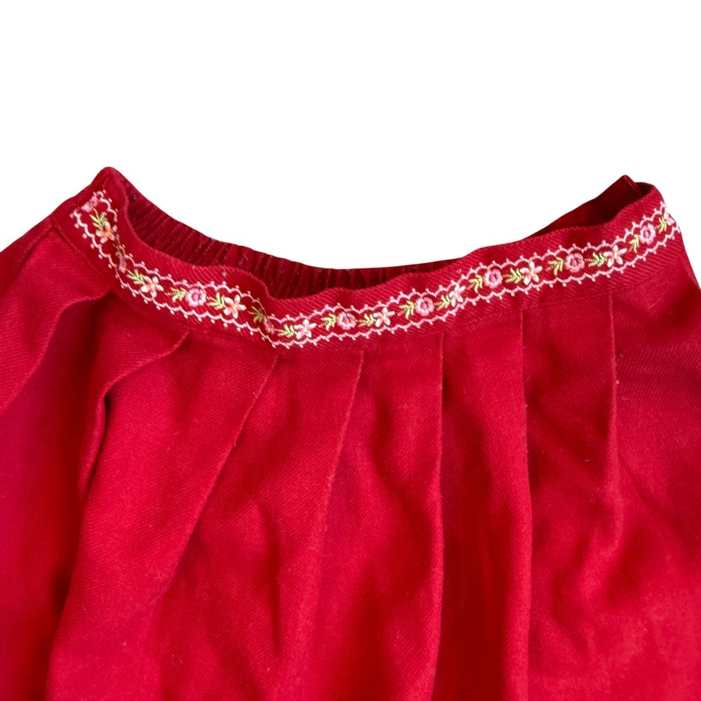Vintage‎ Y2K Gymboree Red Pleated Skirt Floral Embroidered Waistband Girls 7 YRS - Picture 3 of 4